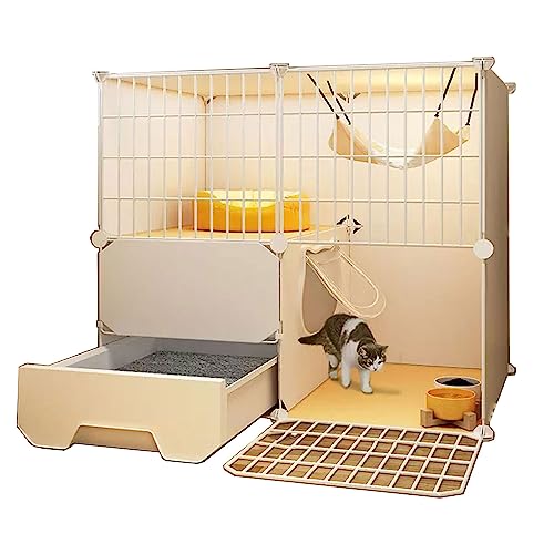 Katzenkäfig Balkon mit Katzenstreu Topf Hergestellt Großer Raum, Freie Aufteilung，Hohe Belastung, Geeignet for Katzen, Hunde, Kaninchen Usw (Size : 75 * 95 * 73cm, Color : Type A) von Generic