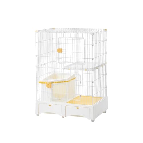 Katzenkäfig Balkon mit Katzentoilette for Den Innenbereich, Katzenhaus Indoor 2 Etagen Kleiner Leicht zu Bewegen, Katzengehege Leicht zu Reinigen(White,82 * 56 * 112cm) von Generic