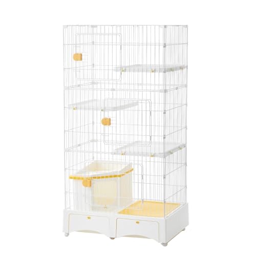 Katzenkäfig Balkon mit Katzentoilette for Den Innenbereich, Katzenhaus Indoor 2 Etagen Kleiner Leicht zu Bewegen, Katzengehege Leicht zu Reinigen(White,82 * 56 * 157cm) von Generic