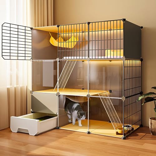 Katzenkäfig Für Den Innenbereich, Transparentes Und Sichtbares Katzenhaus Mit Geschlossener Katzentoilette, DIY-Laufstall Für Kleintiere, Tragbares Haustiergehege Aus Metalldraht Katzenkäfig Für Den Innenbereich, Transparentes Und Sichtbares Katzenhaus Mit Geschlossener Katzentoilette, DIY-Laufstall Für Kleintiere, Tragbares Haustiergehege Aus Metalldraht von Generic