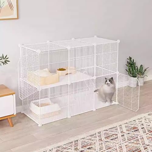 Katzenkäfig Indoor/Draußen, 2-3 Stöckig Katzengehege,Katzenlaufstall mit Dichtem Metalldraht, Kleintierkäfig für Kaninchen Katzenkäfig Indoor/Draußen, 2-3 Stöckig Katzengehege,Katzenlaufstall mit Dichtem Metalldraht, Kleintierkäfig für Kaninchen von Generic