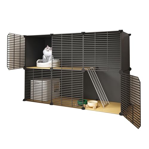 Katzenkäfig Indoor Groß DIY-Katzengehege mit Dichtem Metalldraht, Abnehmbare Plattform, Erweiterbares Design für 1–3 Katzen(111 * 39 * 73cm) von Generic