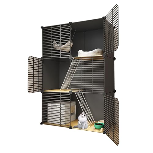 Katzenkäfig Indoor Groß DIY-Katzengehege mit Dichtem Metalldraht, Abnehmbare Plattform, Erweiterbares Design für 1–3 Katzen(75 * 39 * 109cm) von Generic