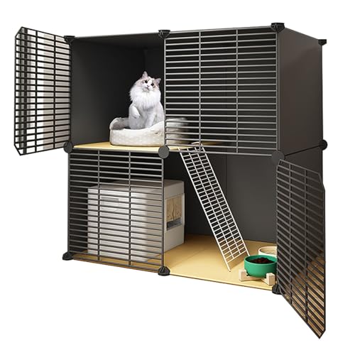 Katzenkäfig Indoor Groß DIY-Katzengehege mit Dichtem Metalldraht, Abnehmbare Plattform, Erweiterbares Design für 1–3 Katzen(75 * 49 * 73cm) von Generic