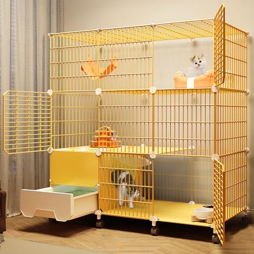 Katzenkäfig Katzengehege für Drinnen mit Katzentoilette Katzengehege Outdoor DIY Kleintierkäfig Gittergehege Katzenkäfig with Tur für Kaninchen Meerschweinchen(mit Rädern und Ohne Räder)(109*49*113cm) Katzenkäfig Katzengehege für Drinnen mit Katzentoilette Katzengehege Outdoor DIY Kleintierkäfig Gittergehege Katzenkäfig with Tur für Kaninchen Meerschweinchen(mit Rädern und Ohne Räder)(109*49*113cm) von Generic