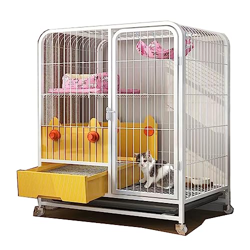 Katzenkäfig Outdoor Balkon mit Katzentoilette und 360° Universalrad, Großer Raum, Freie Aufteilung，Fetter Rahmen Geeignet für Katzen, Hunde (Color : White, Size : 78 * 55 * 100cm) von Generic