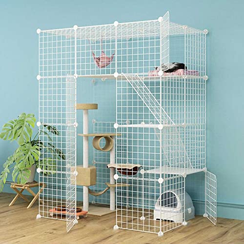 Katzenkäfig Outdoor Indoor DIY Laufstall - Ideal für 1-4 Katzen - Metallzaun Gehege für Welpen, Kaninchen, Kätzchen Katzenkäfig Outdoor Indoor DIY Laufstall - Ideal für 1-4 Katzen - Metallzaun Gehege für Welpen, Kaninchen, Kätzchen von Generic