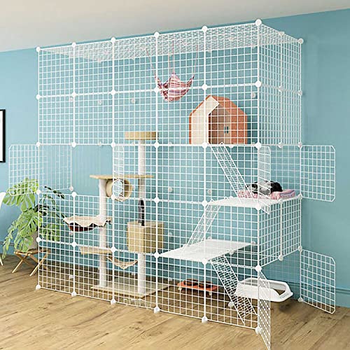 Katzenkäfig Outdoor Indoor DIY Laufstall - Ideal für 1-4 Katzen - Metallzaun Gehege für Welpen, Kaninchen, Kätzchen Katzenkäfig Outdoor Indoor DIY Laufstall - Ideal für 1-4 Katzen - Metallzaun Gehege für Welpen, Kaninchen, Kätzchen von Generic