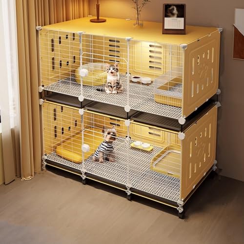 Katzenkäfig Wohnung for 2 Katzen for Kleine Räume, Käfig Kaninchen 2 Etagen 140 cm for Den Innenbereich, Stapelbare Katzenkäfige, Leicht zu Reinigen(135 * 45 * 112CM) von Generic