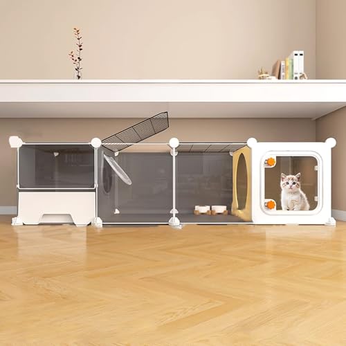 Katzenkäfig Wohnung mit Katzentoilette, Outdoor Katzenhaus Winterfest Gross for Den Innenbereich mit Oberlicht Füttern und Interagieren, Leicht zu Reinigen(142 * 47 * 36cm) von Generic