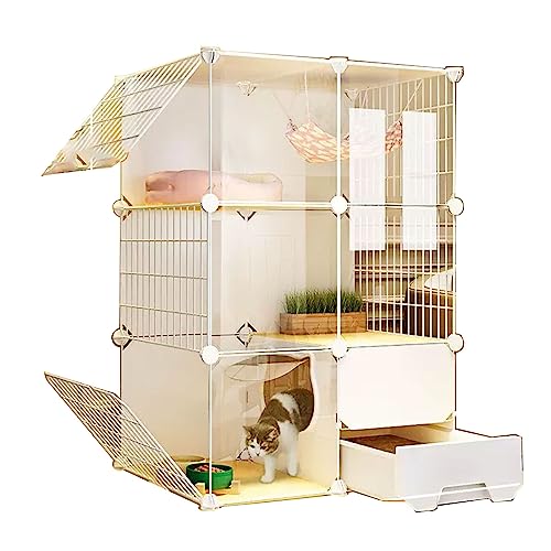 Katzenkäfig for Den Balkon mit Schubladen-Katzentoilette und Rollen, Atmungsaktiv, Sichtbar，Solide Plattform ohne klemmende Füße，Geeignet for Katzen, Hunde, Kaninchen ( Size : 107*47*72cm , Color : Ty von Generic