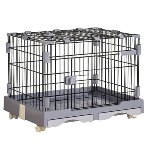 Katzenkäfig für Drinnen und Draußen 2 Türen Metall-Katzenlaufstall mit Abnehmbarem Tablett und 360-Grad-Schwenkrädern für Katzen Hasen(Gray,72 * 47 * 55cm) von Generic