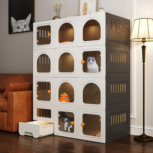 Katzenkäfig für den Innenbereich, Katzenkäfig, Katzenhaus, Haustier für Katzen, Katzenkäfig für den Innenbereich, Katzenzucht, für 1–2 Katzen (Farbe: Schwarz, Größe: 106 x 46,5 x 141 cm) von Generic