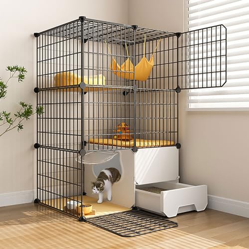 Katzenkäfig für den Innenbereich, Katzenkäfig für den Innenbereich, Kätzchenkäfig, Katzenkäfig für Kleintiere, Katzenhaus, Käfige für 1–3 Katzen, Chinchilla (Größe: 75 x 39 x 109 cm) von Generic
