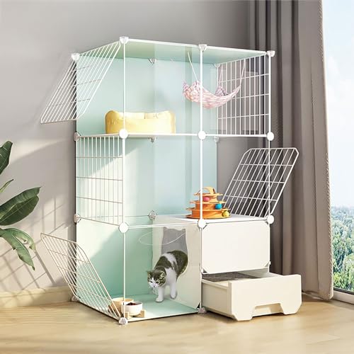 Katzenkäfig für den Innenbereich, Katzenkäfig für den Innenbereich, Katzenhütte, Katzenzucht, kann frei zusammengebaut werden, Haustierkäfig für Meerschweinchen, klein (Größe: 72 x 37 x 107 cm) von Generic