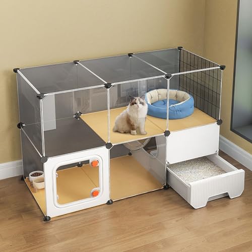 Katzenkäfig für den Innenbereich, Katzenkäfig für den Innenbereich, abnehmbare Drahtzwinger, Katzenkistenbox, großer zusätzlicher Auslauf für 1–2 Katzen (107 x 35 x 72 cm) von Generic