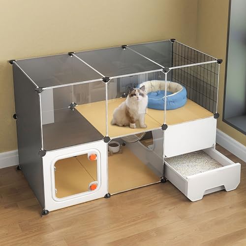 Katzenkäfig für den Innenbereich, Katzenkäfig für den Innenbereich, abnehmbare Drahtzwinger, Katzenkistenbox, großer zusätzlicher Auslauf für 1–2 Katzen (107 x 45 x 72 cm) von Generic