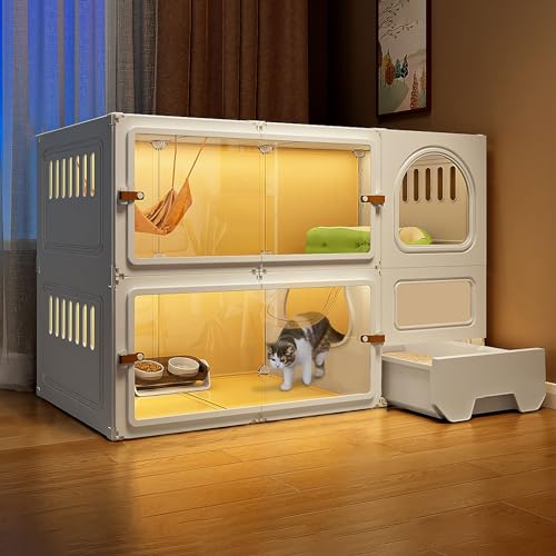 Katzenkäfig für den Innenbereich, Katzenkäfig mit Katzentoilette, Katzenlaufstall für den Innenbereich, für 1–2 Katzen (Farbe: Weiß, Größe: 105 x 45 x 70 cm) von Generic