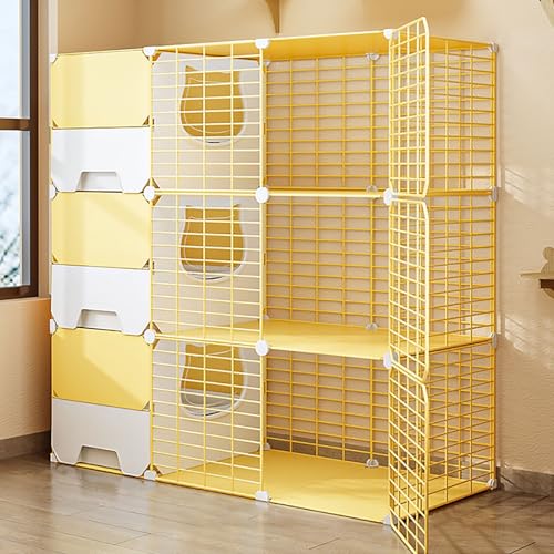 Katzenkäfig für den Innenbereich, Katzenkäfig mit Katzentoilette, Kleintierkäfig, extra großer Freiraum (Farbe: Gelb, Größe: 105 x 45 x 105 cm Katzenkäfig für den Innenbereich, Katzenkäfig mit Katzentoilette, Kleintierkäfig, extra großer Freiraum (Farbe: Gelb, Größe: 105 x 45 x 105 cm von Generic