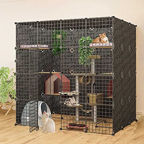 Katzenkäfig für den Innenbereich, Katzenkäfige für den Innenbereich, Haus mit Tür für kleine Kätzchen, großer Auslauf für 1–3 Katzen (Größe: 147 x 111 x 146 (B)) von Generic