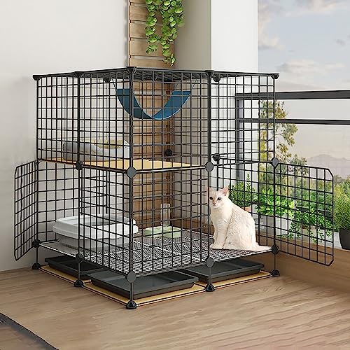 Katzenkäfig für den Innenbereich, Katzenkäfige für den Innenbereich, Katzen-Welpenkäfig für den Außenbereich, für kleine Katzenwelpen, Schwarz (Größe: 75 x 75 x 84 cm-A) von Generic