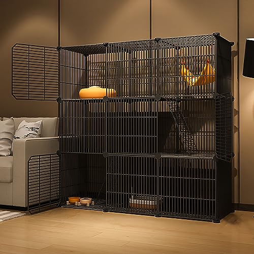 Katzenkäfig für den Innenbereich, Katzenkäfige für den Innenbereich, großer Katzenkäfig, abnehmbarer zusätzlicher Katzenstall, für Katzen, schwarz/weiß (Farbe: Schwarz, Größe: 111 x 37 x 109 cm) Katzenkäfig für den Innenbereich, Katzenkäfige für den Innenbereich, großer Katzenkäfig, abnehmbarer zusätzlicher Katzenstall, für Katzen, schwarz/weiß (Farbe: Schwarz, Größe: 111 x 37 x 109 cm) von Generic