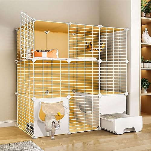 Katzenkäfig für den Innenbereich, große Katzenkäfige, Innenbox, Laufstall für Katzen und Kätzchen, abnehmbarer Drahtkäfig, (Größe: 111 x 39 x 109 cm) von Generic