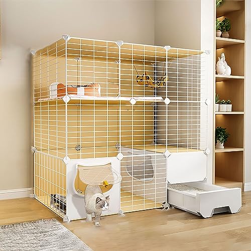 Katzenkäfig für den Innenbereich, große Katzenkäfige, Innenbox, Laufstall für Katzen und Kätzchen, abnehmbarer Drahtkäfig, (Größe: 111 x 49 x 109 cm) von Generic