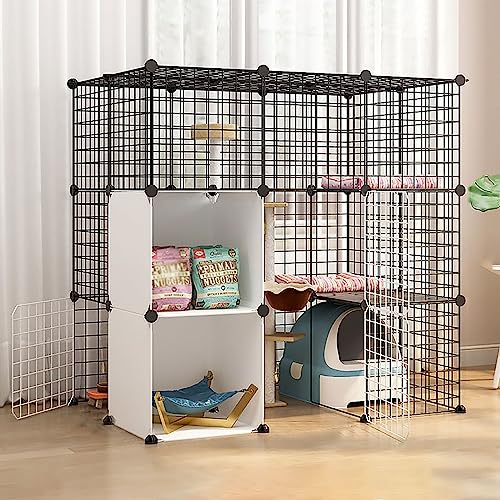 Katzenkäfig für den Innenbereich, großer Katzenkäfig für den Innenbereich, Katzenzaun für kleine Katzenkäfige für den Außenbereich, für 1–3 Katzen (Größe: 111 x 75 x 110 cm-B) von Generic