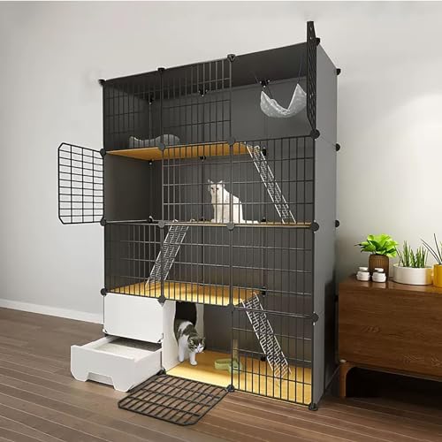 Katzenkäfig mit Katzentoilette, DIY-katzengehege für Katzen, mit Katzentoilette, PVC-Platte + Metallrahmen, Einfache Reinigung Durch Spülen (Size : 111x39x146cm) von Generic