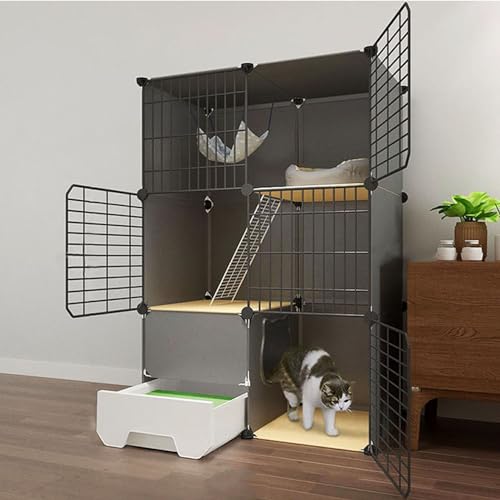 Katzenkäfig mit Katzentoilette, DIY-katzengehege für Katzen, mit Katzentoilette, PVC-Platte + Metallrahmen, Einfache Reinigung Durch Spülen (Size : 75x49x111cm) von Generic