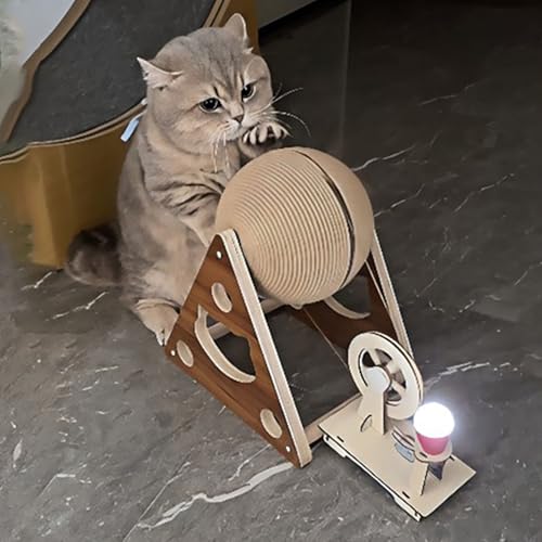 Katzenkratzbrett, Kratzbrett,Interaktive Kratzunterlage mit Ball, Katzenspielzeug Intelligenz Intelligenzspielzeug, Massivholz Kratzbretter, Katzen kratzpappe für den Drinnen und draußen (1PC) von Generic