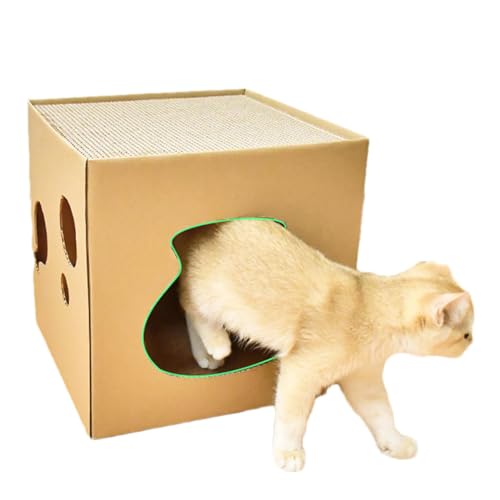Katzenkratzer für Hauskatzen, Katzenhäuser mit Kratzunterlage - Wellpappe Kratzbox Katzenkratzspielzeug | Mehrstufiges Haustierversteck, faltbares Kratzbett zum Spielen und Ausruhen im Innen- und Auße Katzenkratzer für Hauskatzen, Katzenhäuser mit Kratzunterlage - Wellpappe Kratzbox Katzenkratzspielzeug | Mehrstufiges Haustierversteck, faltbares Kratzbett zum Spielen und Ausruhen im Innen- und Auße von Generic