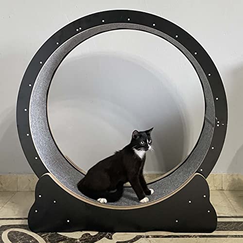 Katzenlaufrad, schwarzes Katzenlaufrad für Hauskatzen, stabiles und verschleißfestes Katzenlaufband, multifunktionales Katzen-Hamster-Radspielzeug – reibungsloser Lauf (Größe: 100 cm/39,4 Zo von Generic