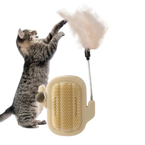 Katzenminze-Ballspielzeug zum Aufkleben an die Wand, Groomer-Kratzbürstenspielzeug mit Teaser-Stick | Chew Toys Wand-Eckbürsten, essbare Wandleckereien zum Reinigen, Massieren und Felligen von Katzen von Generic