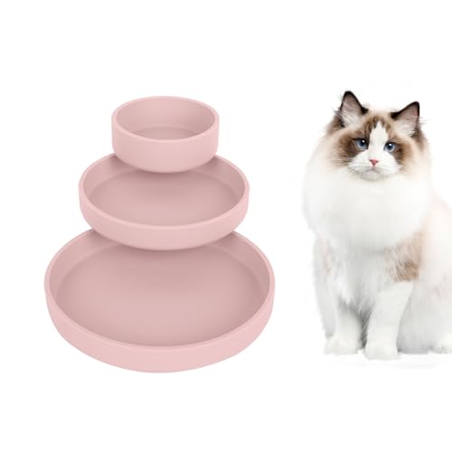 Katzennapf für Katzen, Silikon, oval, großer Napf aus Silikon für Trocken- und Nassfutter (Pessimistisch), 3 Stück von Generic