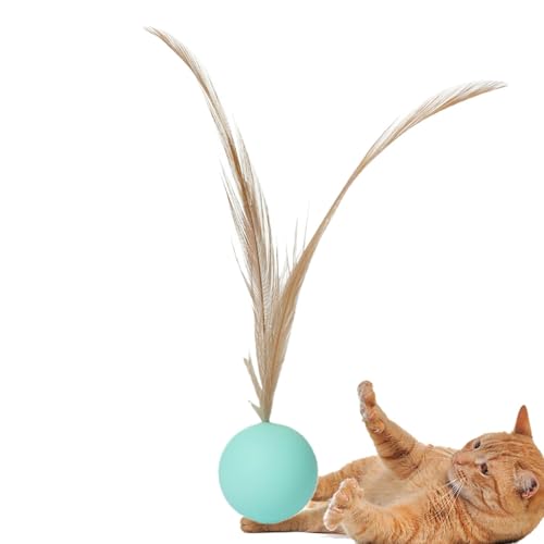 Katzenspielzeug mit Feder, interaktiver Rebound Ball, Kauspielzeug, Kauspielzeug für Katzen, robustes und bissfestes elastisches Gummispielzeug für mittelgroße Katzen, Ball Katzenspielzeug mit Feder, interaktiver Rebound Ball, Kauspielzeug, Kauspielzeug für Katzen, robustes und bissfestes elastisches Gummispielzeug für mittelgroße Katzen, Ball von Generic