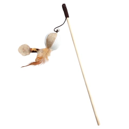 Katzenspielzeug mit Federn, interaktives Katzenspielzeug, interaktives Katzenspielzeug mit Federn und Holzstab, Katzenspielzeug für drinnen, stimuliert die natürlichen Instinkte (C, 40x2.5x2.5cm) von Generic
