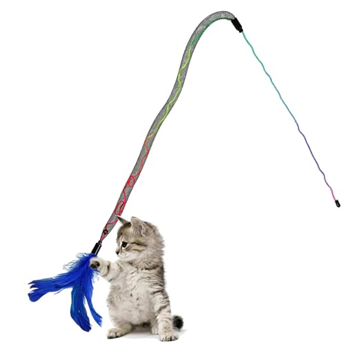 Katzenspielzeug mit Federstab – Katzenspielzeug mit Federstab, interaktives Kätzchenspielzeug mit Federn zum Teasen | Federstab für freudige Momente, Katzenangel, Katzenschnurspielzeug für Kätzchen zu Katzenspielzeug mit Federstab – Katzenspielzeug mit Federstab, interaktives Kätzchenspielzeug mit Federn zum Teasen | Federstab für freudige Momente, Katzenangel, Katzenschnurspielzeug für Kätzchen zu von Generic