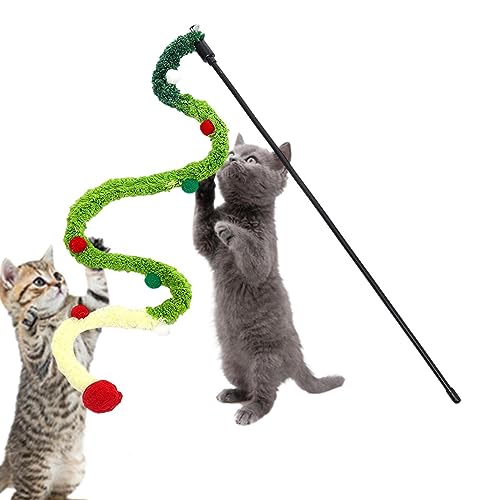 Katzenstab-Spielzeug für Indoor-Katzen | Katzenstab-Spielzeug | Teaser Zauberstab mit Schnurspielzeug und Glocken, interaktives Katzenspielzeug für Training, Übungen und Kätzchen von Generic