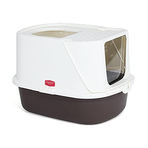 Katzentoilette Abgedeckte Katzentoilette Große Kapuze ​Katzentoilette Geschlossene und herausnehmbare Katzentoilette, 57 cm×43,6 cm×38,2 cm Haustiertoilette (Farbe: Braun) von Generic