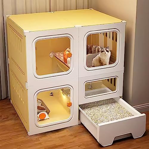 Katzentoilette Katzenkäfig Innenbereich, Katzengehege DIY Katzenlaufstall, Mit Ausziehbarer Katzentoilette Und Katzenstreu, Die Obere Trennwand Kann Zur Aufbewahrung Verwendet Werden, Kleintierkäfig, Katzentoilette Katzenkäfig Innenbereich, Katzengehege DIY Katzenlaufstall, Mit Ausziehbarer Katzentoilette Und Katzenstreu, Die Obere Trennwand Kann Zur Aufbewahrung Verwendet Werden, Kleintierkäfig, von Generic