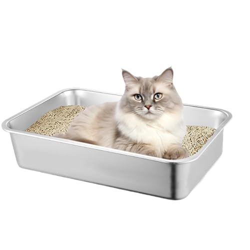 Katzentoilette | Katzentoilette aus Metall | Spritzwassergeschützte Katzentoilette | Große Katzentoilette aus Edelstahl, große Antihaft-Katzentoilette für große und kleine C Katzentoilette | Katzentoilette aus Metall | Spritzwassergeschützte Katzentoilette | Große Katzentoilette aus Edelstahl, große Antihaft-Katzentoilette für große und kleine C von Generic