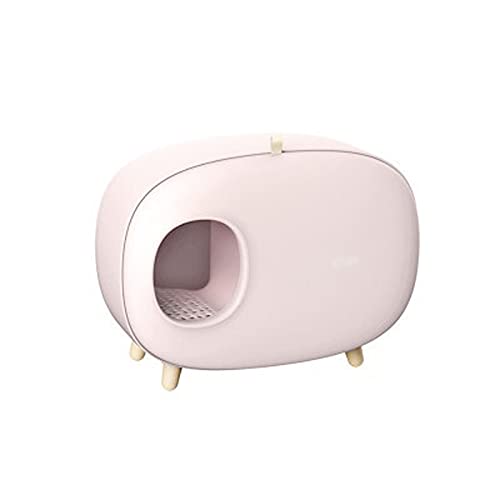 Katzentoilette Top Katzentoilette mit Schaufel und Schild Toilette Langlebiges abnehmbares Design Halbgeschlossene Haustierreinigungsmittel Katzentoilette, leicht zu reinigende Haustiertoilette (Farbe von Generic