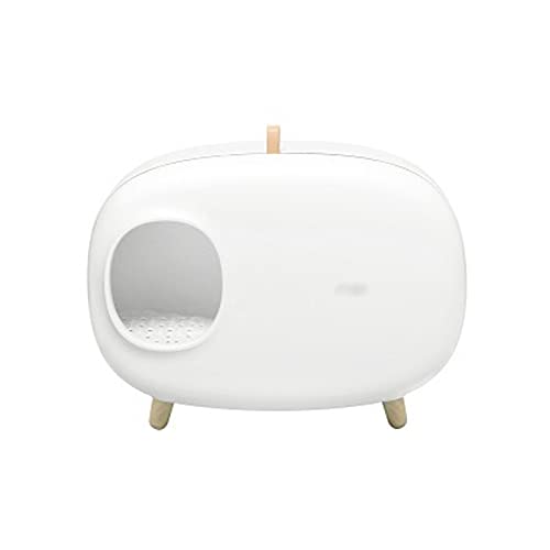Katzentoilette Top Katzentoilette mit Schaufel und Schild Toilette Langlebiges abnehmbares Design Halbgeschlossene Haustierreinigungsmittel Katzentoilette, leicht zu reinigende Haustiertoilette (Farbe von Generic