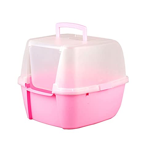 Katzentoilette Vollständig geschlossene dreieckige Katzentoilette Katzentoilette Deodorant Extra große spritzwassergeschützte Katzentoilette Ecke Katzentoilette Haustiertoilette (Farbe : Rosa) von Generic