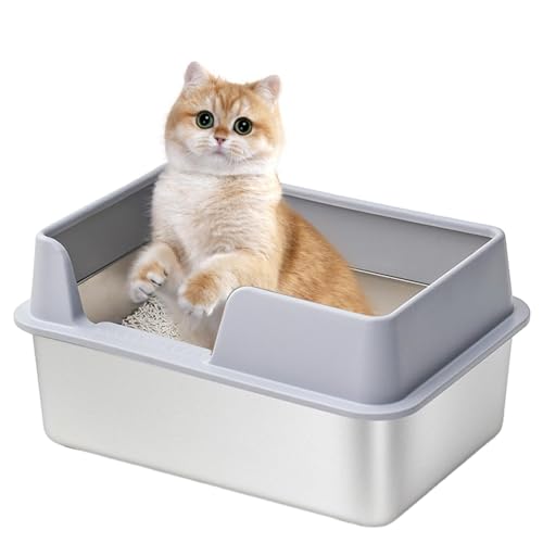 Katzentoilette mit offener Oberseite, große Katzentoilette, hochseitige Katzentoilette, hochseitige Edelstahl-Katzentoilette, offene Katzentoilette für Frettchen, Meerschweinchen, Kätzchen Katzentoilette mit offener Oberseite, große Katzentoilette, hochseitige Katzentoilette, hochseitige Edelstahl-Katzentoilette, offene Katzentoilette für Frettchen, Meerschweinchen, Kätzchen von Generic