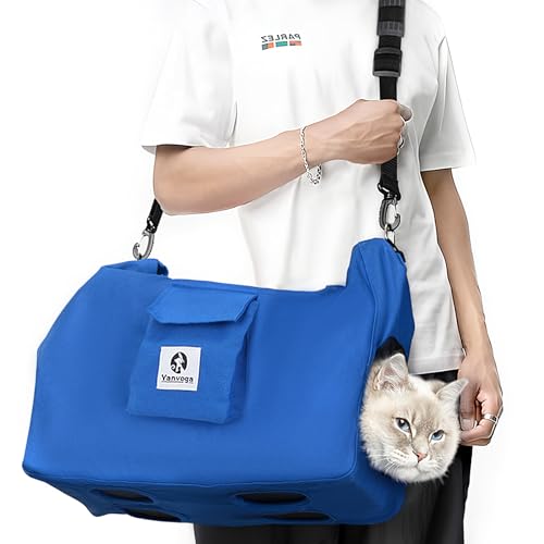 Katzentragetasche, weich, atmungsaktiv, Größe L, Blau von Generic