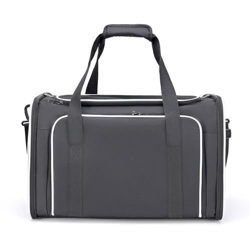 Katzentransportbox Ausziehbar Weichkoffer Kabinentauglich Für Flugzeug Auto Reisen Zusammenklappbar Ausbruchsicher Mit Lüftungsgittern(Black with White,Large) von Generic