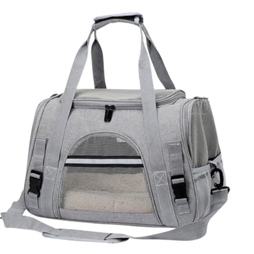 Katzentransportbox Weichkoffer, Kabinentauglich Für Flugzeug Auto(Maße 44x25x28cm) Zusammenklappbar Ausbruchsicher Mit Lüftungsgittern(Gray) von Generic